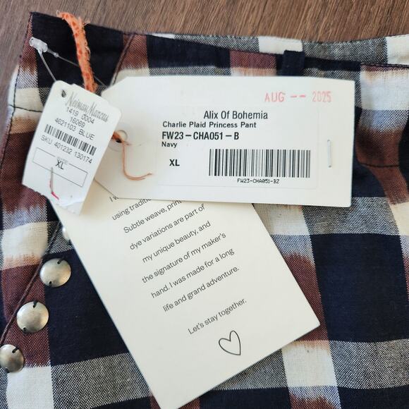 ALIX OF BOHEMIA Charlie Plaid Princess Wide Leg Cotton Pants XL Retro Designer - Picture 6 of 10